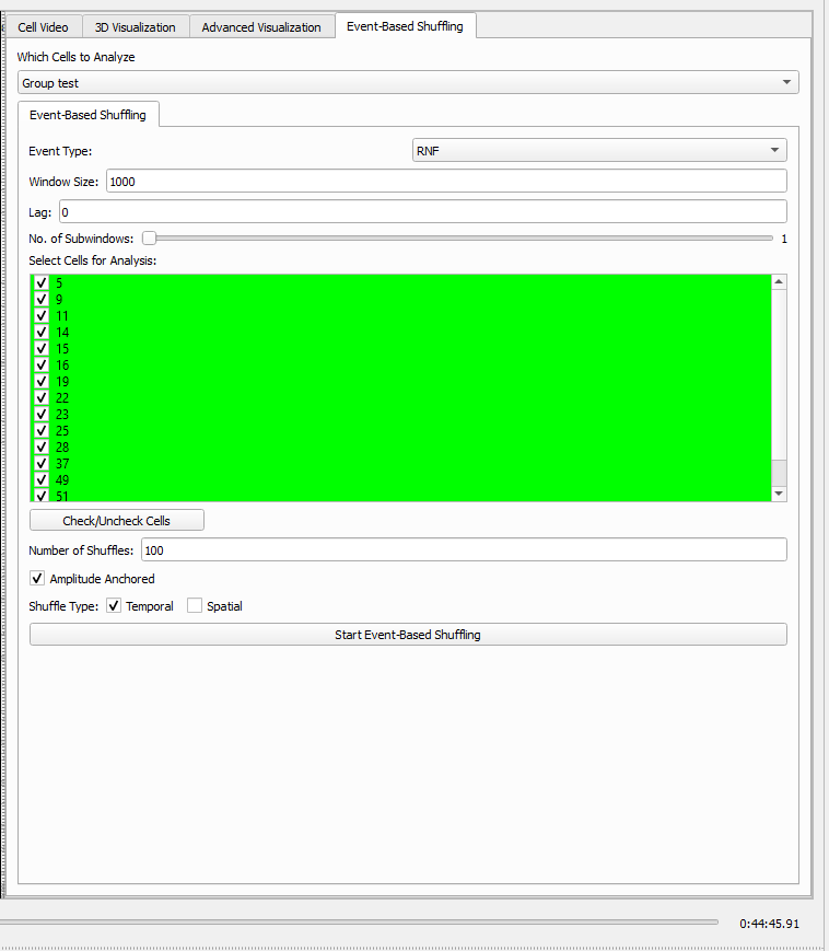Event-Based Shuffling tab